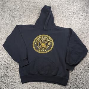 Vintage Soffe US Navy Hoodie Adult Medium Blue Sweatshirt Pullover USA Made